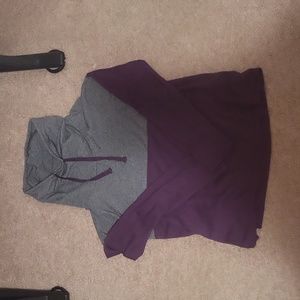 So cowel neck Grey and purple sweatshirt